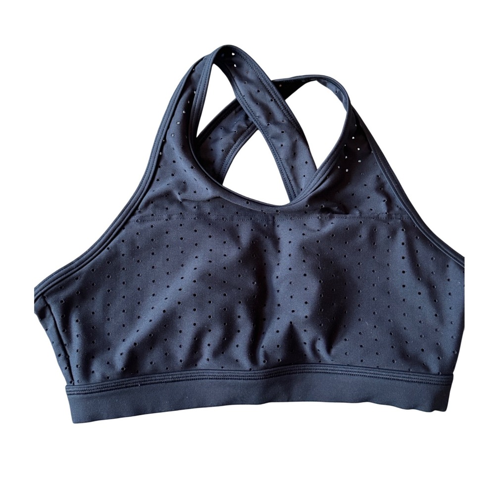 Buff Bunny Collection Black Perforated Strappy Sports‎ Bra Small